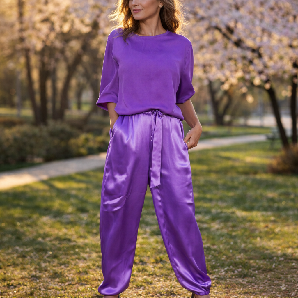 SMUKŁA ELEGANCJA: Twój Jedwabisty Komplet Satynowy