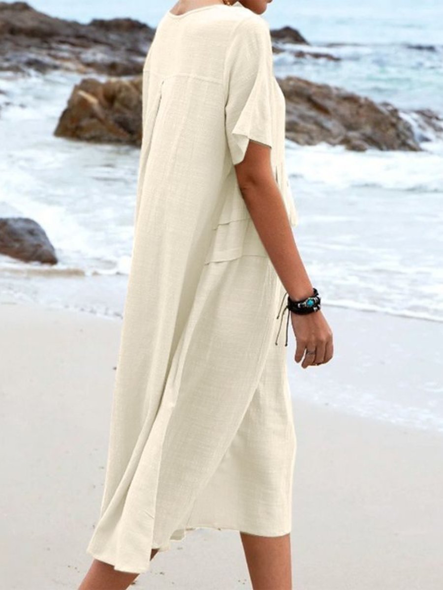 Lekka Sukienka z Okrągłym Dekoltem