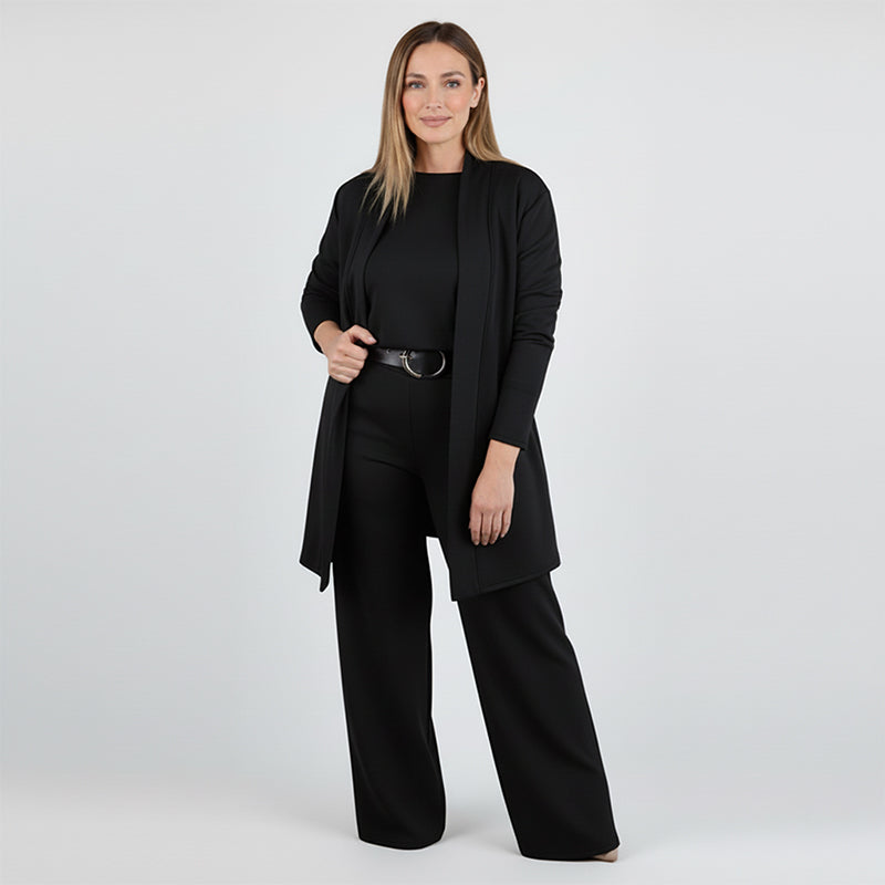 💥Offerta speciale: 50% di sconto-Elegante cardigan lungo, top e pantaloni, set di 3 pezzi