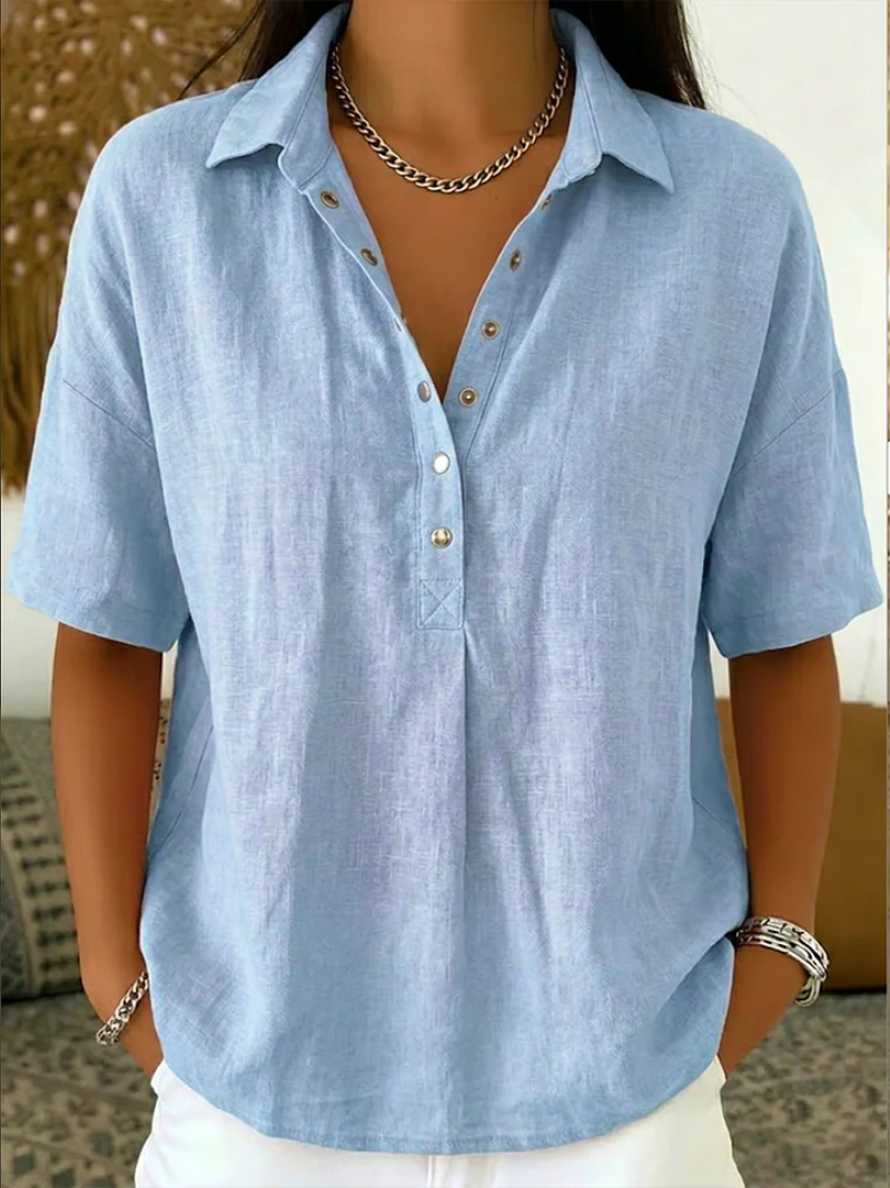 Bluzka z kołnierzykiem i detalem guzikowym