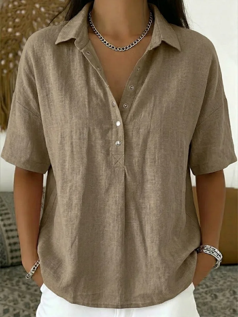 Bluzka z kołnierzykiem i detalem guzikowym