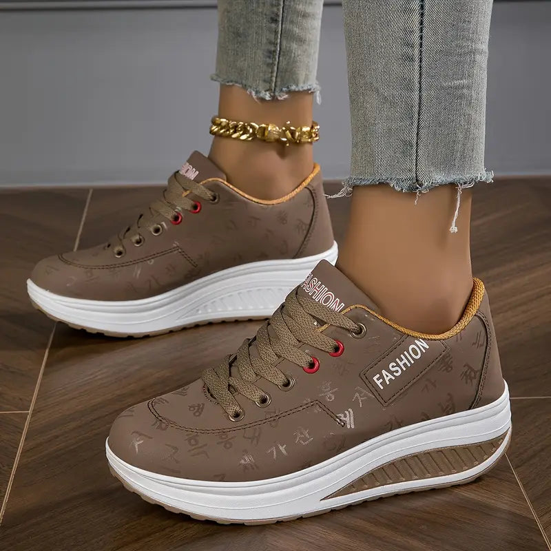 Ostatni Dzień Promocji 50% ZNIŻKI - Kobiece Casualowe Modne Oddychające Sneakersy na Wysokim Obcasie Ortopedyczne